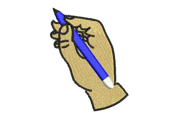 Creative Stitching: The Hand Holding a Pencil Embroidery Design