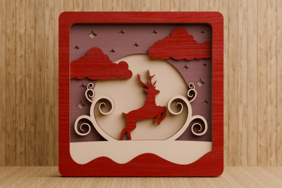 Cute Christmas Scene 3D Multilayer SVG: Festive Depth for Your Designs