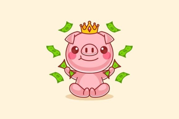 Cute Pig King Holding Money: A Creative Asset for Bold Branding