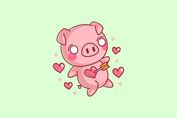 Cute Pig with a Love Arrow: A Playful Vector for Heartfelt Designs