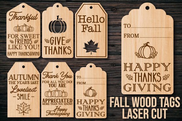 Fall Wood Tags SVG Laser Cut File for Autumn Projects