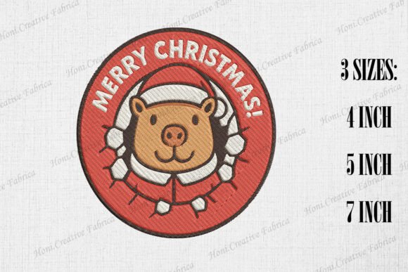 Merry Christmas Cute Capybara: Festive Embroidery Charm