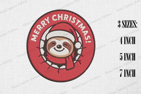 Merry Christmas Cute Sloth: Embroidery for Festive Relaxation