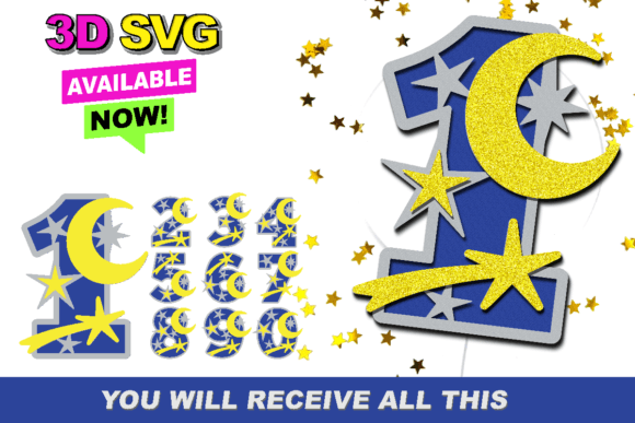 Moon Stars Numbers 3D SVG: Adding Celestial Depth to Your Designs