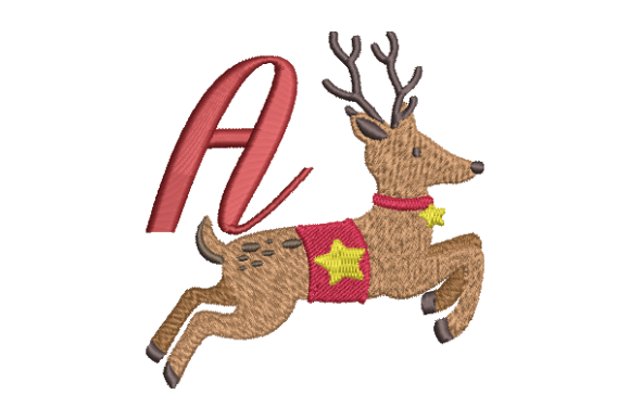 Reindeer Embroidery Design: A Festive Monogram Fusion