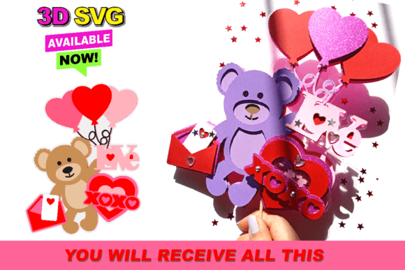 Teddy Bear Love Cake Topper SVG: A 3D Craft Essential